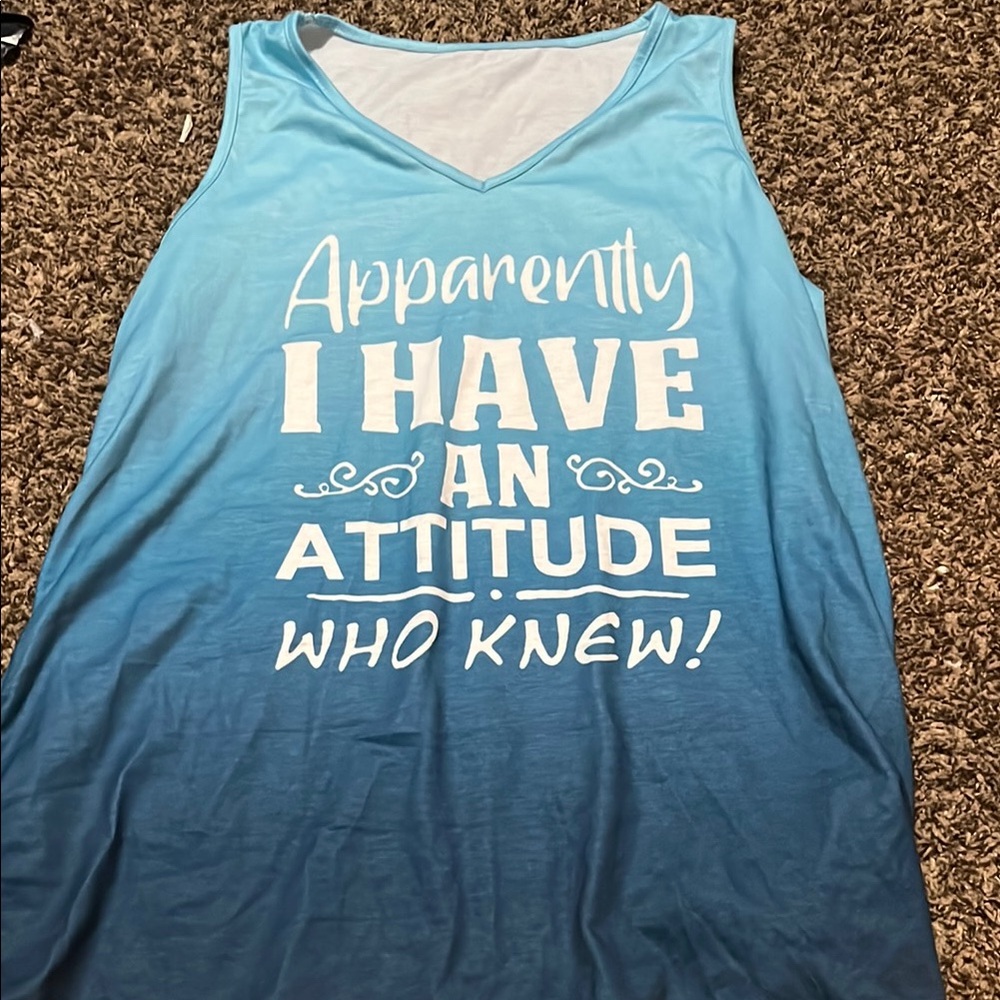 SHEIN Blue Tank Top with Attitude Print